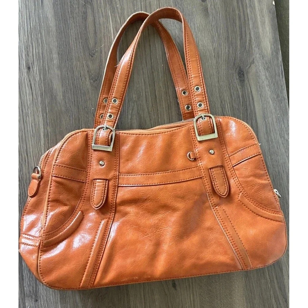 Vintage Maxx New York Orange Purse, Y2K, Zippers Leopard Print, Shoulder bag